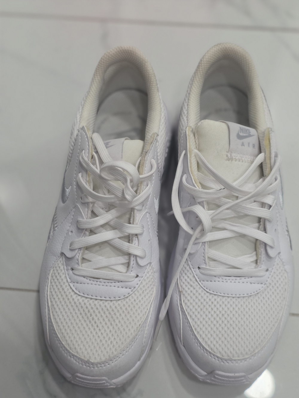 Nike White Mesh & Leather Running Sneakers